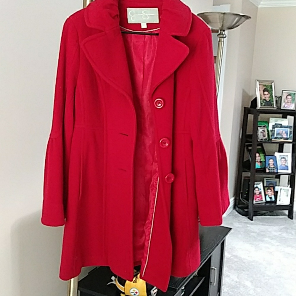 Jessica Simpson red 3 button down coat